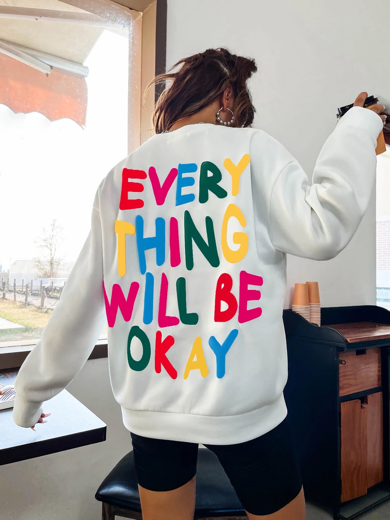 Sudadera Mujer Estampada "Everything Will Be Okay"