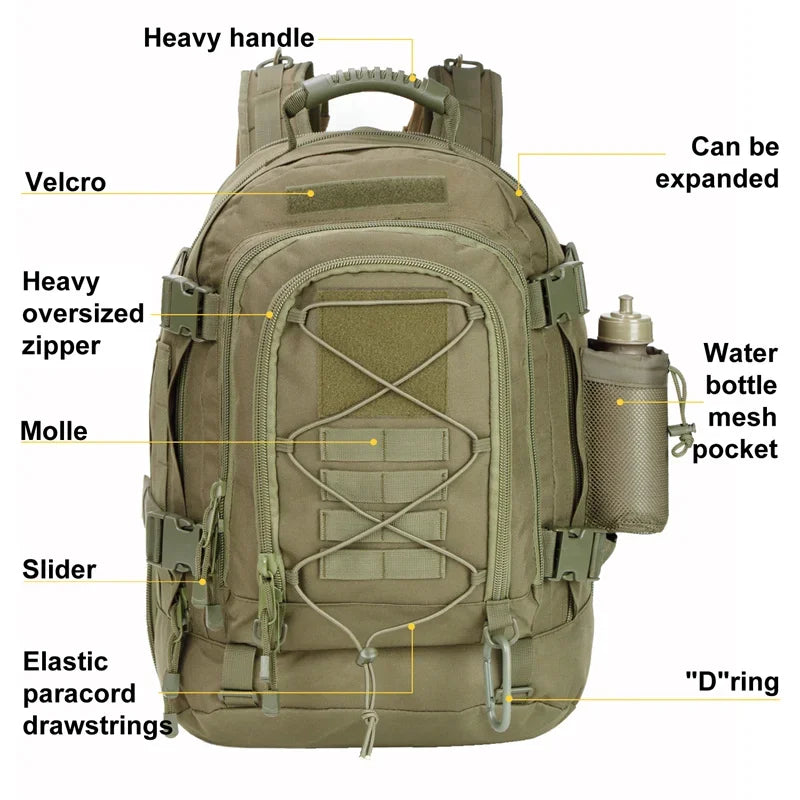 Mochila Táctica Militar 60L - ¡Aventuras al Aire Libre sin Límites!