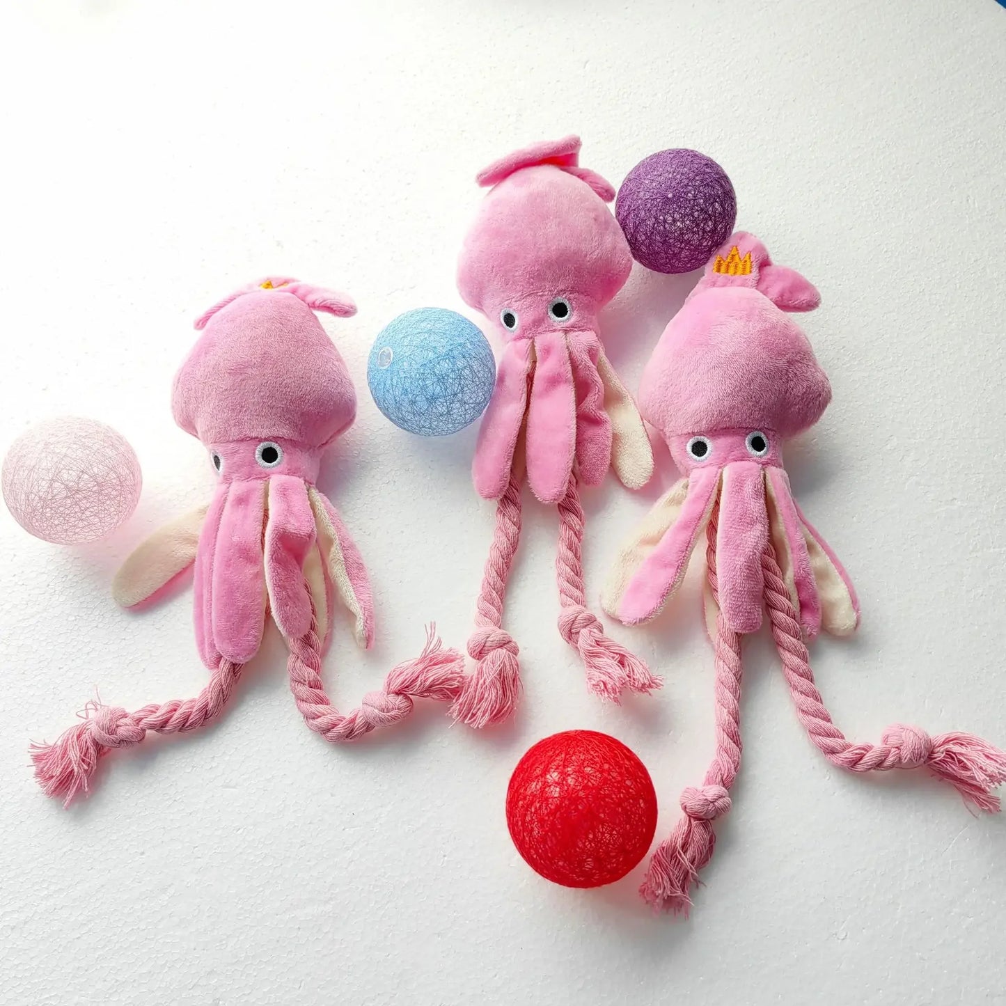 Juguete de Peluche para Mascotas en Forma de Pulpo - Entrenamiento Molar y Diversión Interactiva 🐙