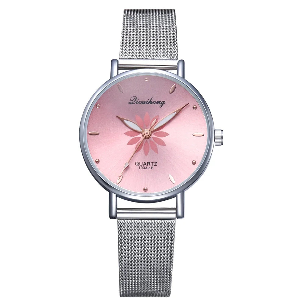 Reloj de Mujer MOONBIFFY en Rosa con Flores: Elegancia Florar 🌸