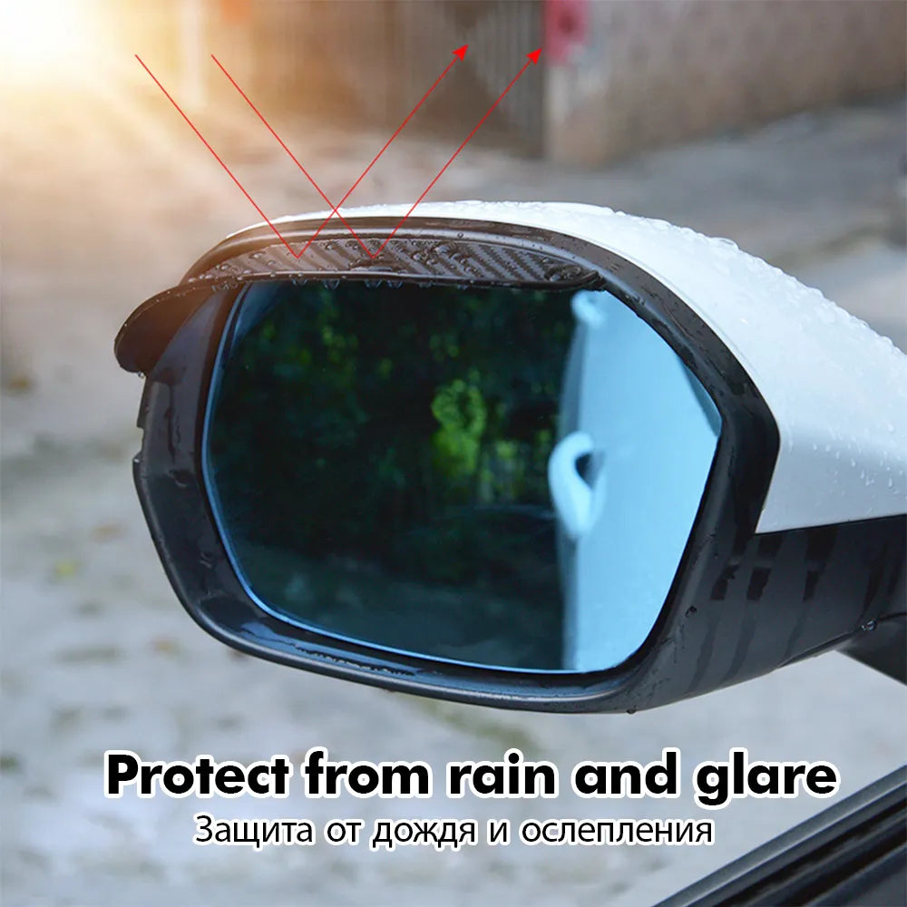 ¡Protector de Visera de Sol de Fibra de Carbono con Espejo Retrovisor para Coche: Claridad y Estilo en la Lluvia! 🚗✨