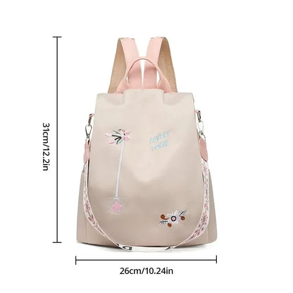 Waterproof Oxford Women Backpack Fashion Casual Embroidery Bag Designer Female Large Capacity Travel Handbag Shopping Knaps