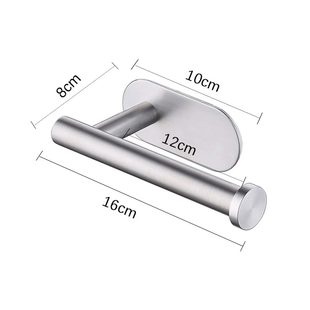 Self Adhesive Toilet Paper Towel Holder Stainless Steel Wall Mount No Punching Tissue Towel Roll Dispenser for Bathroom Kitchen