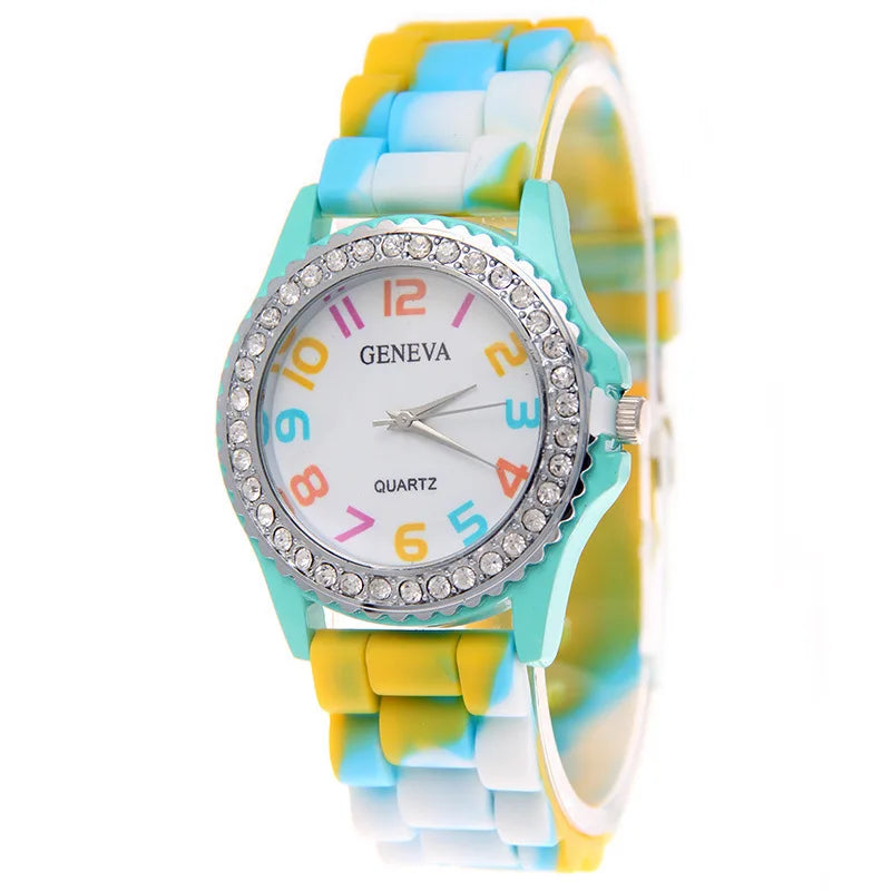 Reloj MOONBIFFY de Lujo: Camuflaje con Diamantes y Arcoíris 🌈