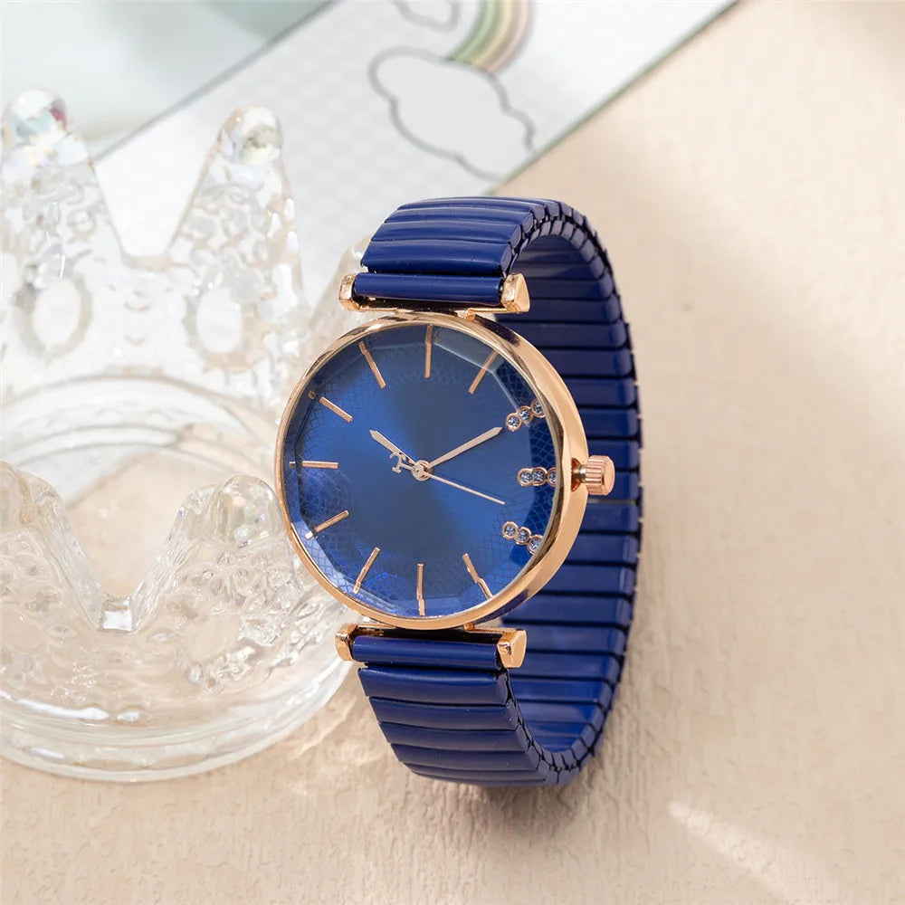 Reloj de Cuarzo para Mujer de DQG: Elegancia en Azul con Correa de Acero Inoxidable