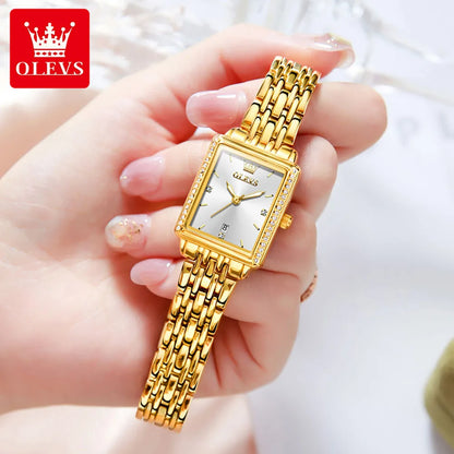 Reloj de Lujo OLEVS 9995 para Mujer - Diamantes, Acero Inoxidable Dorado, Resistente al Agua