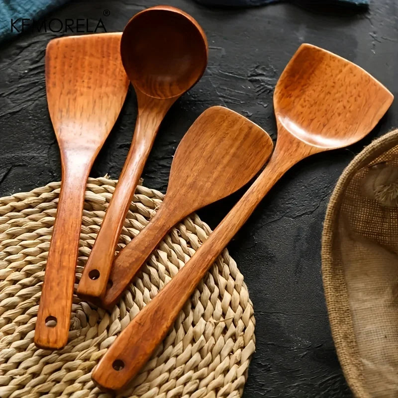 Set de Utensilios de Cocina de Madera KEMORELA 4PCS