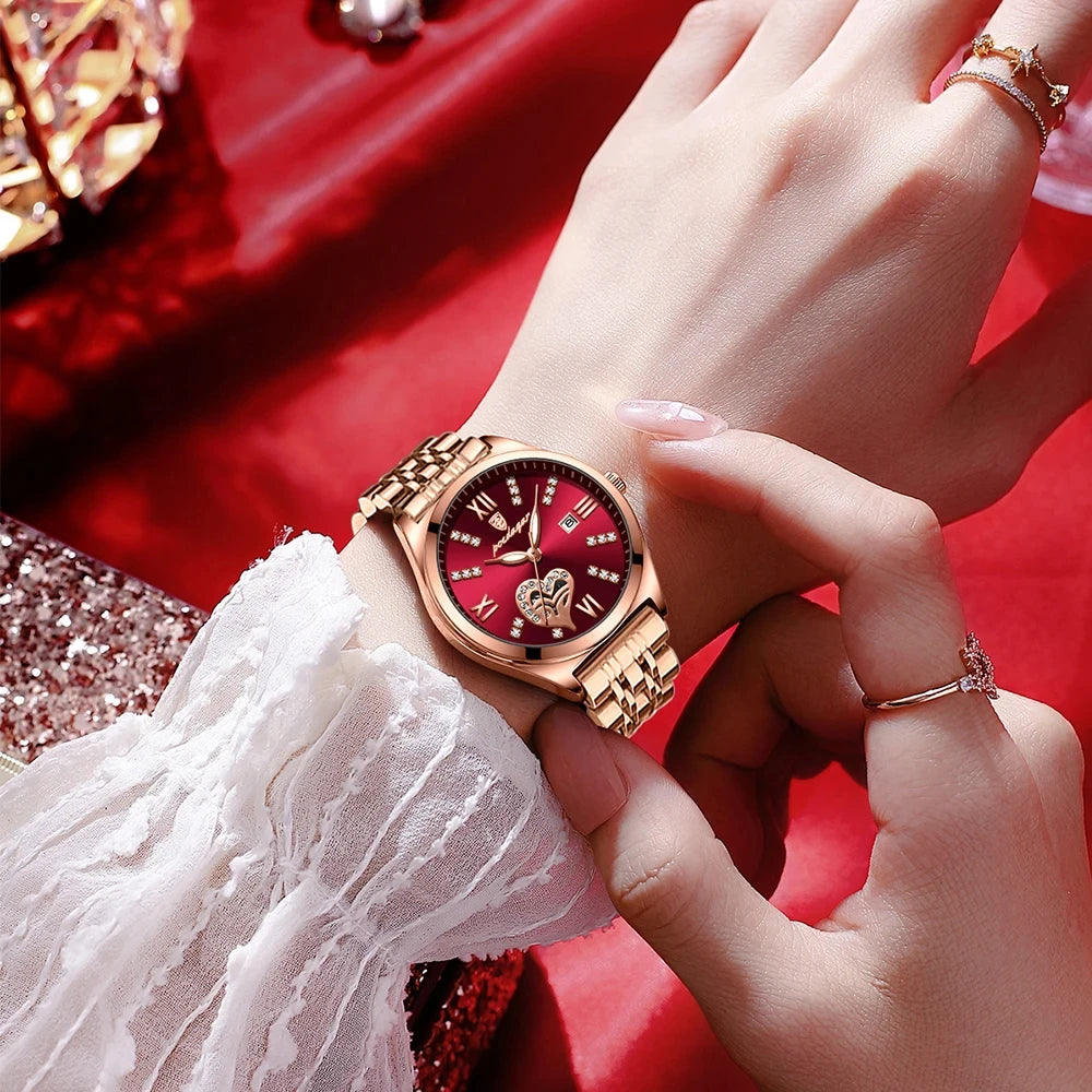 Reloj de Mujer POEDAGAR: Elegante Reloj Rosa Dorado con Funciones Avanzadas