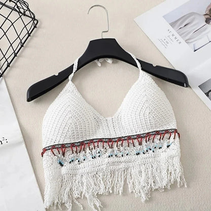 Top de Ganchillo Tejido Boho Sexy con Borlas - Envío Rápido desde España 🌴