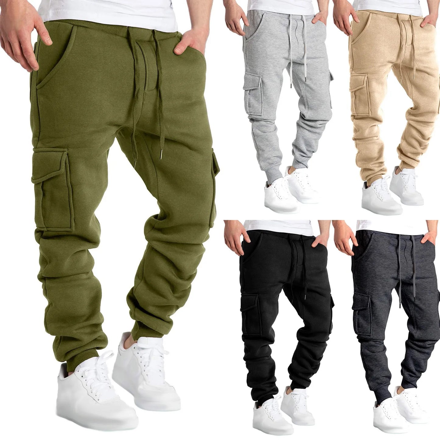 Pantalones Cargo de Fleece para Hombre de JAYCOSIN