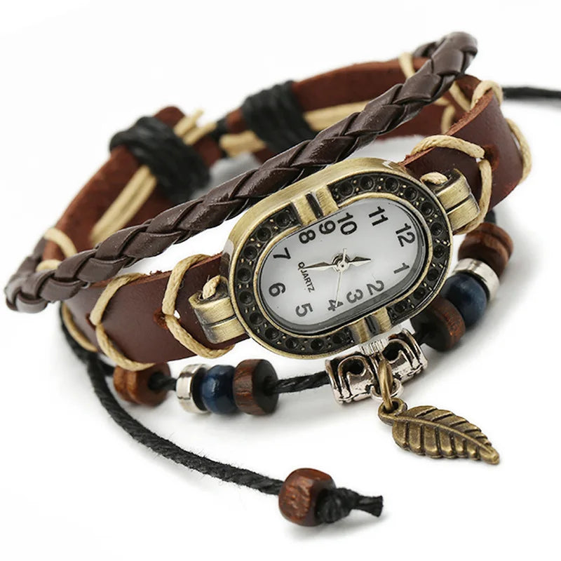 Reloj de Cuero Genuino Vintage para Mujer - JESSINGSHOW: Elegancia y sofisticación en tu muñeca.