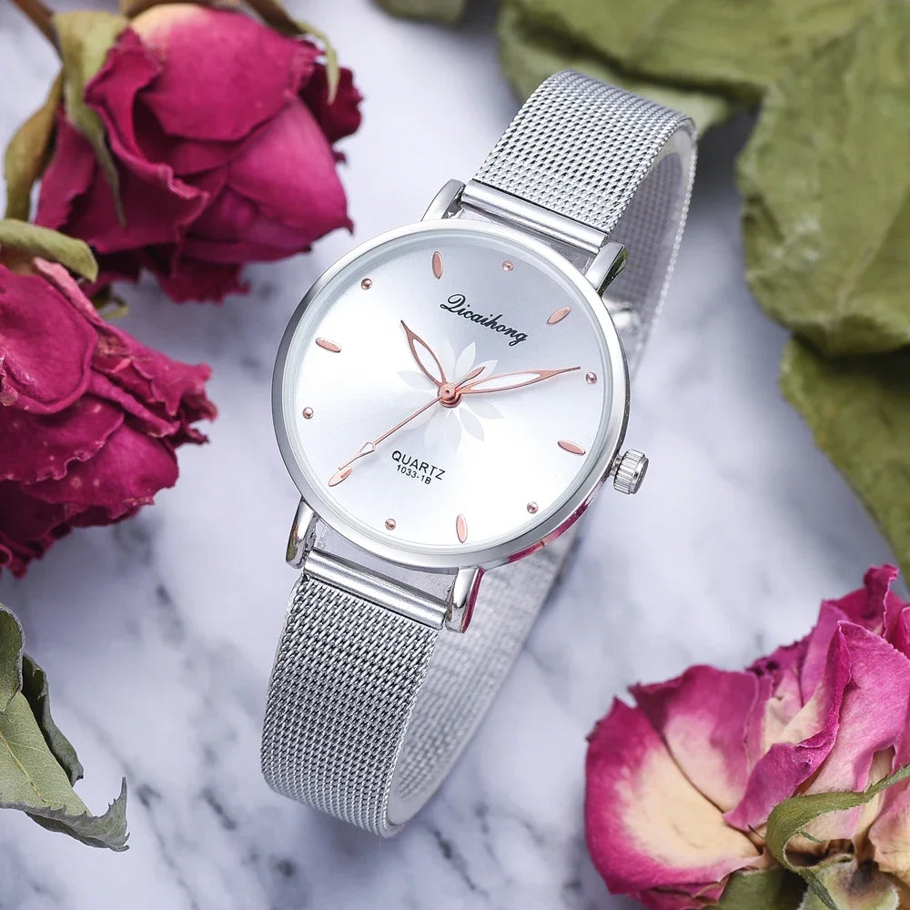 Reloj de Mujer MOONBIFFY en Rosa con Flores: Elegancia Florar 🌸