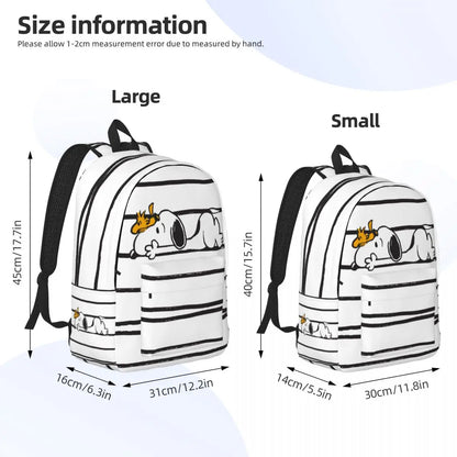 Snoopy Woodstock Cartoon Stripe Backpack for Men Women Teenage Student Hiking Travel Daypack Laptop Computer Canvas Bags Pocket