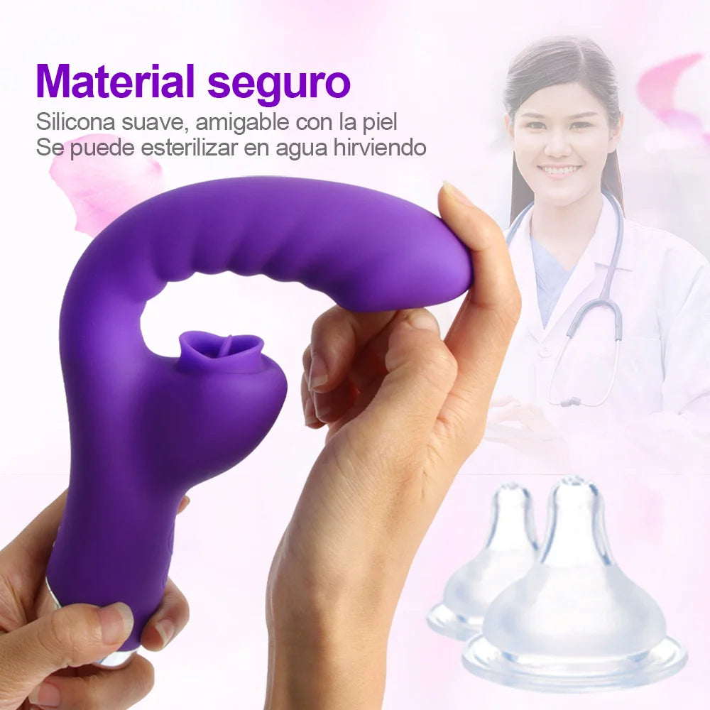 Vibrador 2 en 1: Lamedor de Clítoris y Estimulador del Punto G