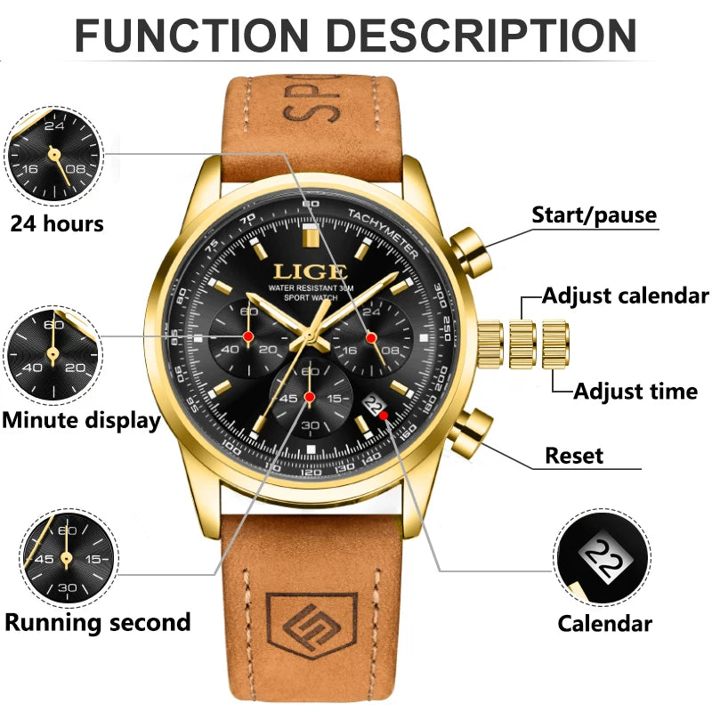 Reloj LIGE Cuero Impermeable: Estilo y Funcionalidad Únicos 🌟