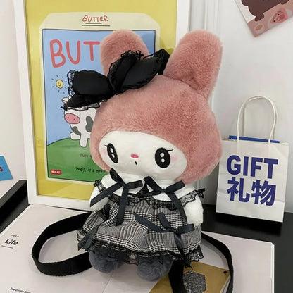 MBTI Kuromi Sweet Backpacks for Women Kawaii Melody 2024 New Fashion Harajuku Backpack Lolita Jk Plush Daily Female Designer Bag