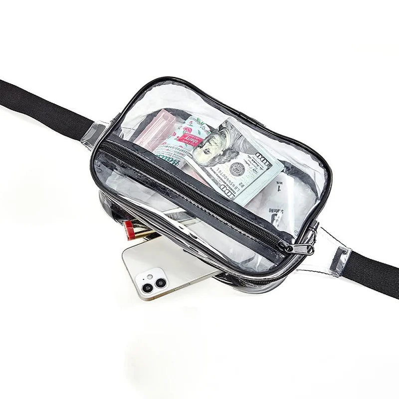 1pc Portable Waist Bag Transparent, Outdoor Sports Adjustable Shoulder Strap Perfect for Fitness Travel