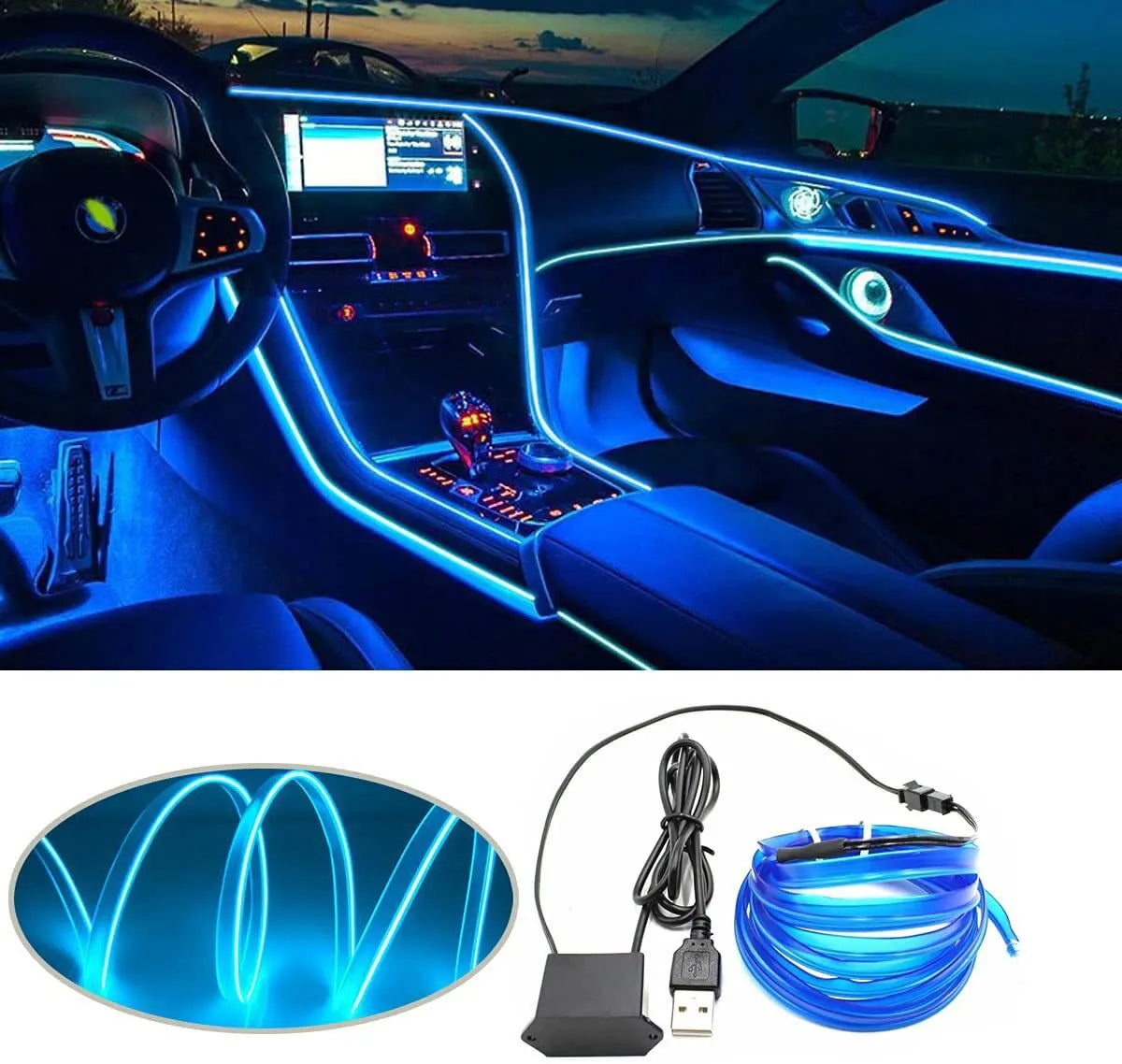 Tiras de Luces LED para Coche con USB Drive - Personalización de Color y Ambiente