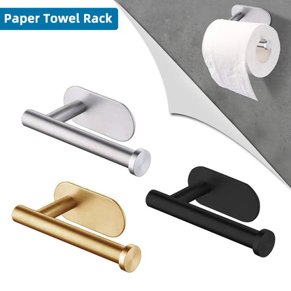 Self Adhesive Toilet Paper Towel Holder Stainless Steel Wall Mount No Punching Tissue Towel Roll Dispenser for Bathroom Kitchen