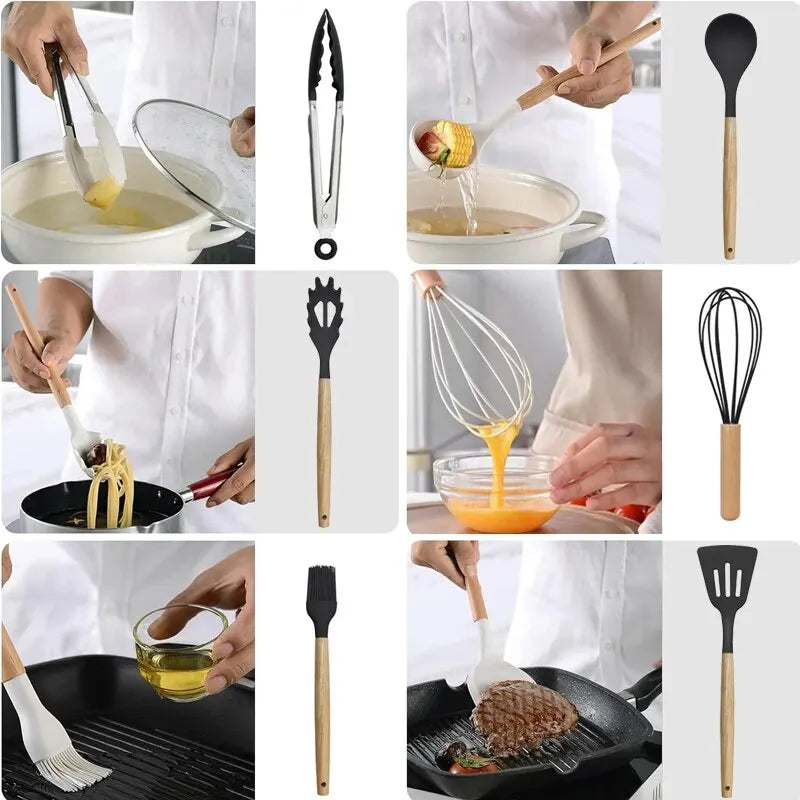 ¡Set de Utensilios de Cocina de Silicona Premium - Envío Rápido desde España! 🍳