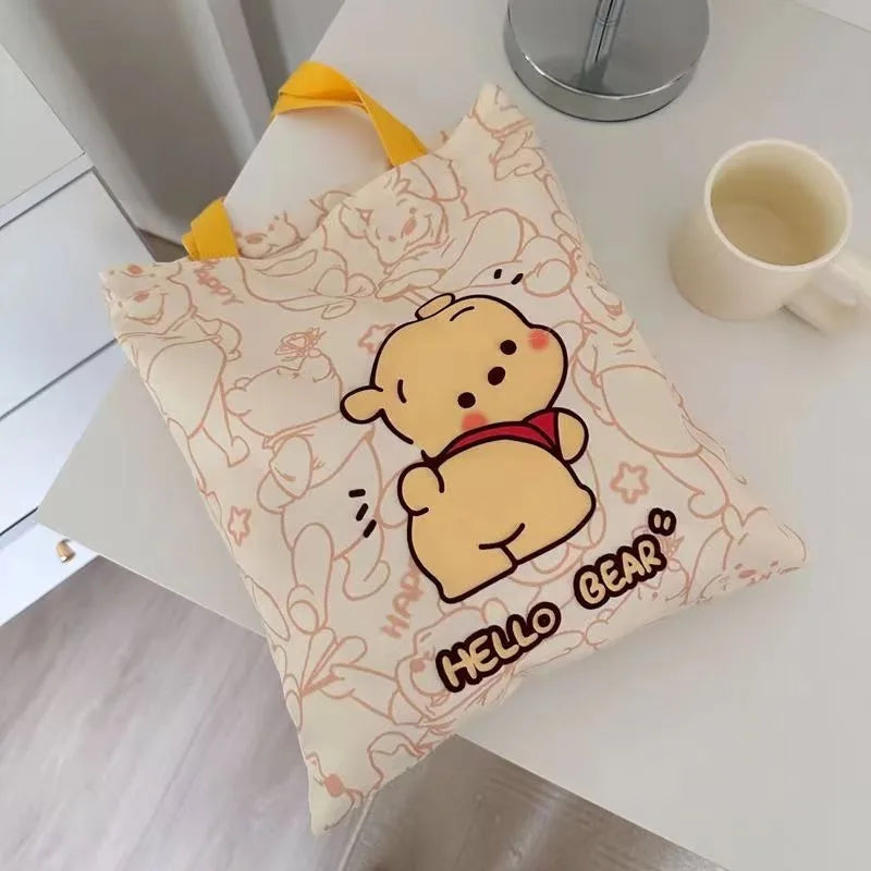 2024 Disney New Winnie the Pooh Cartoon Daily Travel Ladies Canvas Bag Single Shoulder Large Capacity Work Portable Canvas Bag