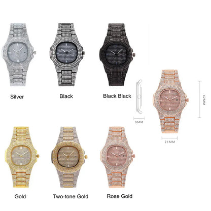 Reloj de Lujo con Diamantes ZBJP: Elegancia Hip Hop Iced Out