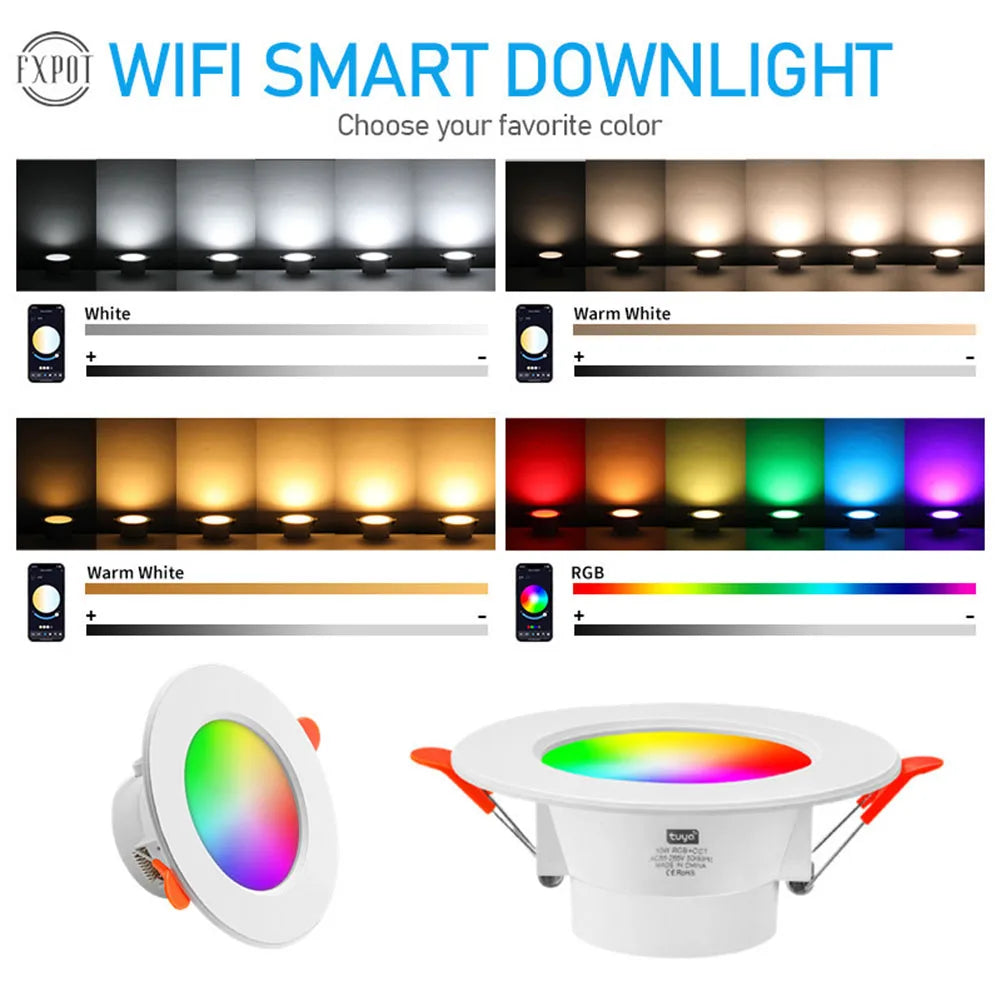 Foco LED Downlight Wifi TUYA Dimmable - Control por Voz y WiFi