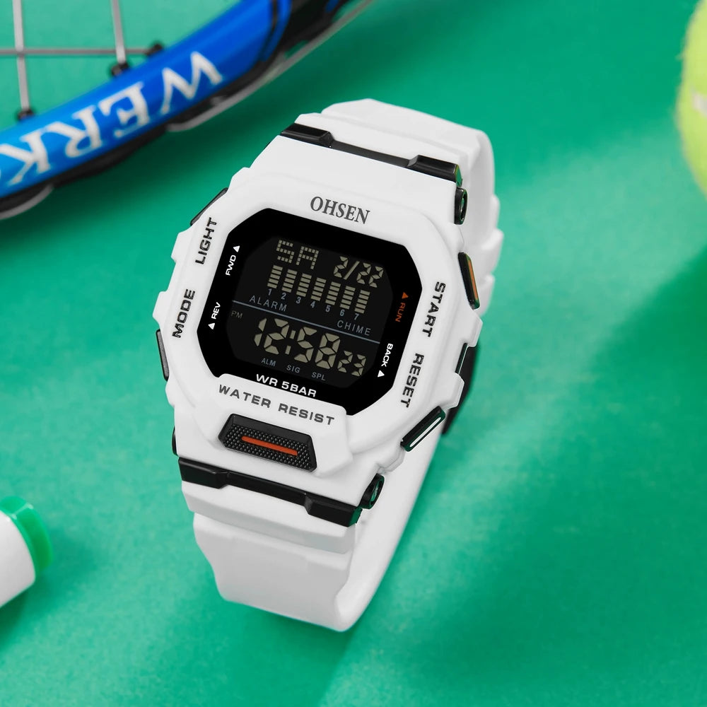 Reloj Digital Deportivo Blanco OHSEN Hombre 5ATM - Envío Rápido 🚀