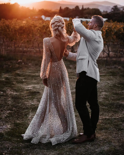 Vestido de Novia FATAPAESE de Lentejuelas Brillantes