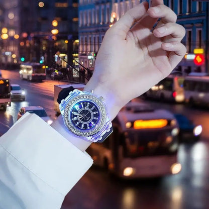 Reloj Luminoso LED para Mujer con Diamantes de Imitación Personalizados