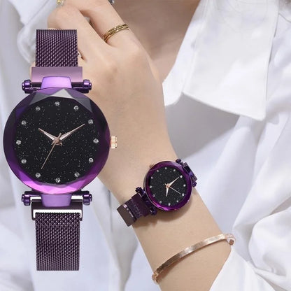 Reloj de Pulsera Estrellado en Acero Fino | Elegancia y Glamour Magnéticos