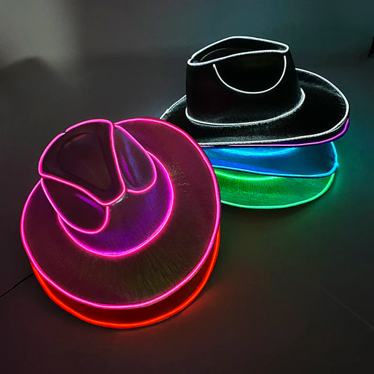 Gorro Vaquero Luminoso de GlowParty 🤠 ¡Destaca en la Oscuridad! 🌟