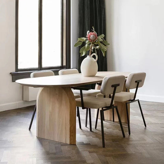 Mesa de Comedor Oval de Madera Maciza de Diseño Exclusivo