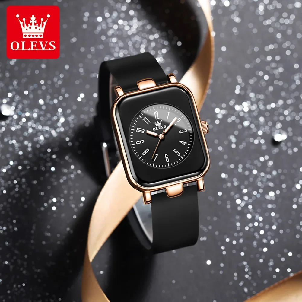 Reloj de Mujer OLEVS 9961: Elegancia y Resistencia en Negro y Silicona 🌟