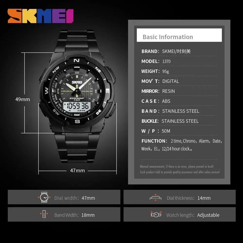 Reloj de Hombres SKMEI 1370: Elegancia Deportiva y Funcionalidad Impermeable 🌟