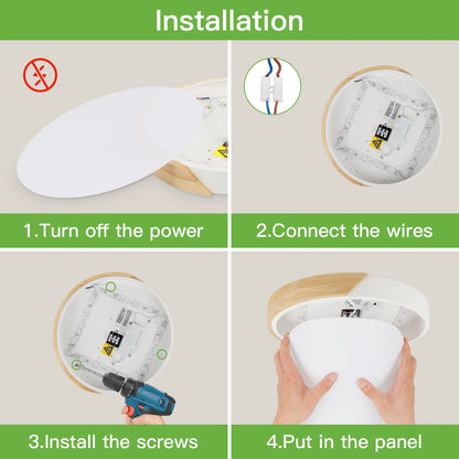 Lámpara de Techo LED Redonda de Madera Kimjo: Moderna Elegancia