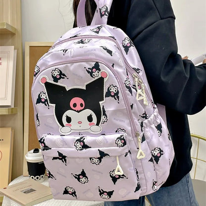 Kawaii Sanrio Backpack For Women Cartoon Hello Kitty Kuromi Bookbag Student Teenager Girl Boy Nylon Shoulders Bag