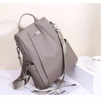 Oxford Cloth Backpack Female Fashion Travel Backpack Shoulder Bag Solid Color Casual Large Capacity Students Schoolbag Handbag