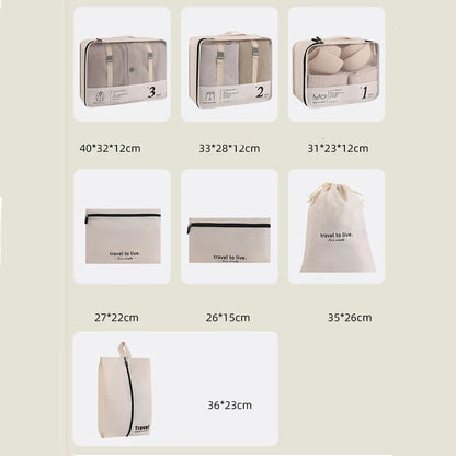 Set de 7 Bolsas Organizadoras Beige para Viajes: ¡Organización y Estilo en Todo Momento!