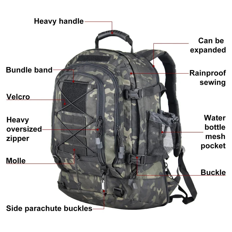 Mochila Táctica Militar 60L - ¡Prepárate para tus aventuras al aire libre!