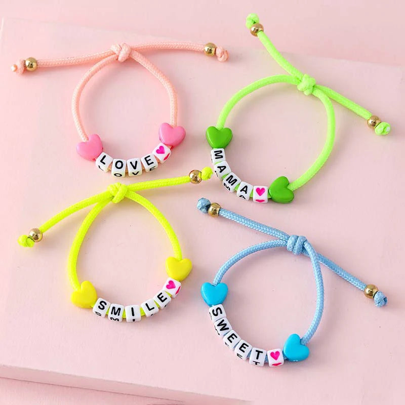 Set de Pulseras Brillo Neon con Mensajes de Amor y Amistad