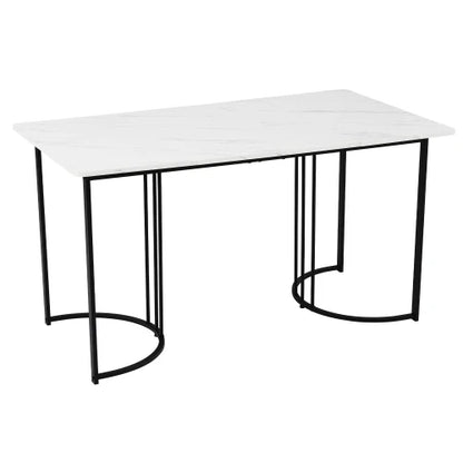 Mesa de Comedor de Lujo - Marco de Metal, Patas Ajustables - Envío Rápido ¡Ideal para Reuniones Inolvidables!