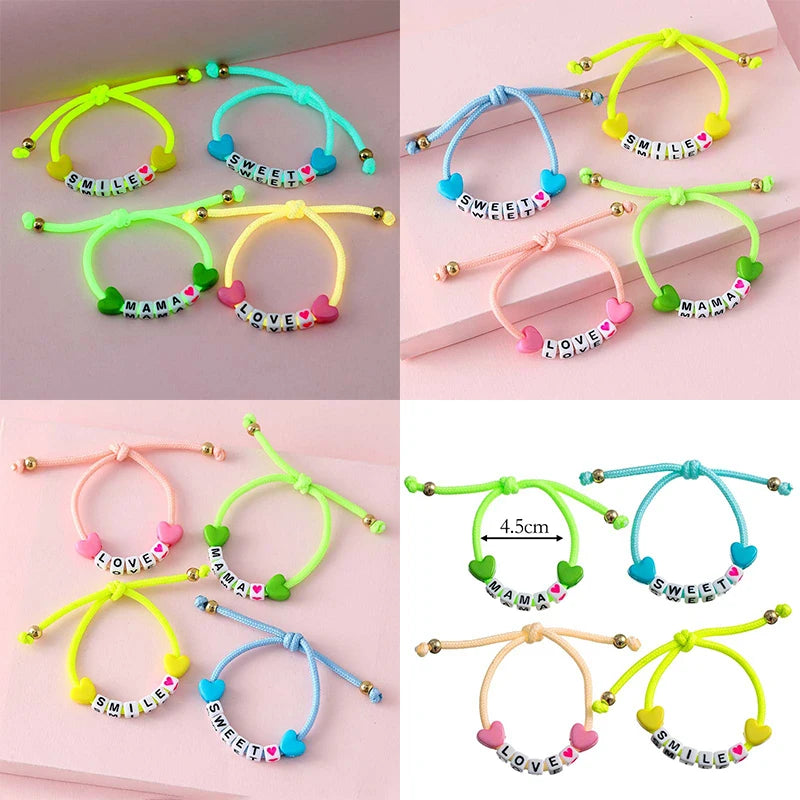 Set de Pulseras Brillo Neon con Mensajes de Amor y Amistad