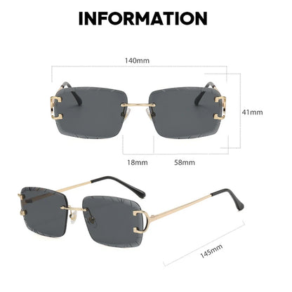 Gafas de Sol Caterside Rimless Square: ¡Estilo Punk Radiante! 🌟 ¡Protección UV400 y Voguish Vintage! 🕶️ ¡Consíguelas Ya!