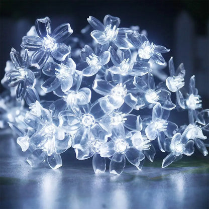 1PC Solar String Flower Lights Outdoor Waterproof 20/30/50/100 LED Fairy Light For Garden Fence Patio Yard Christmas Tree Decor