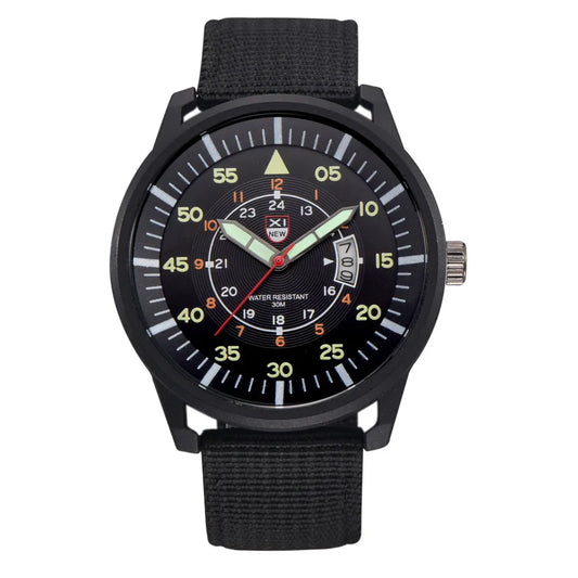 Reloj Deportivo Militar Vintage Waterproof con Esfera Negra y Fecha