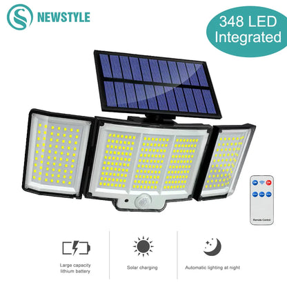 Foco Solar Exterior con Sensor de Movimiento y 3 Modos de Iluminación - Newstyle