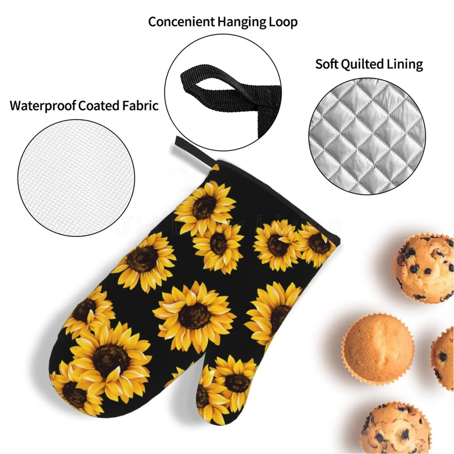 Set de 4 Guantes de Cocina y Agarraderas Sunflower Resistencia al Calor 🌻