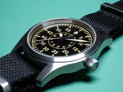 【Escapement Time】VH31 Quartz Movement Pilot Watch with Type-B or Type-A Black Dial and 38mm Case Waterproof 100M