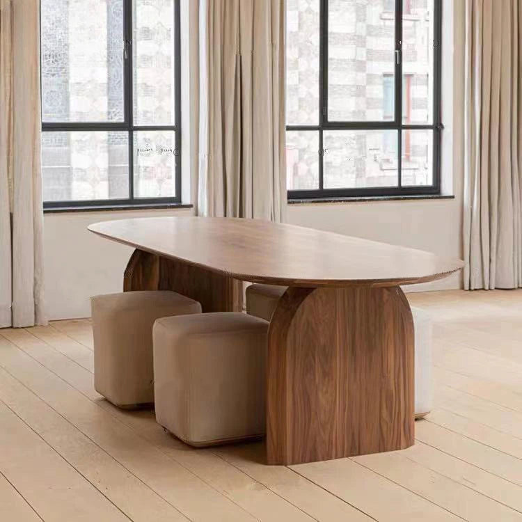 Mesa de Comedor Oval de Madera Maciza de Diseño Exclusivo